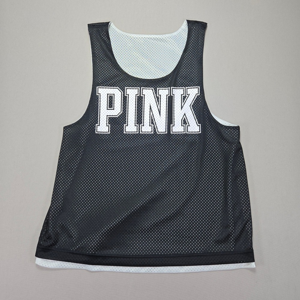 PINK Victoria's Secret Reversible Mesh Tank Top‎ Sleeveless Black White S